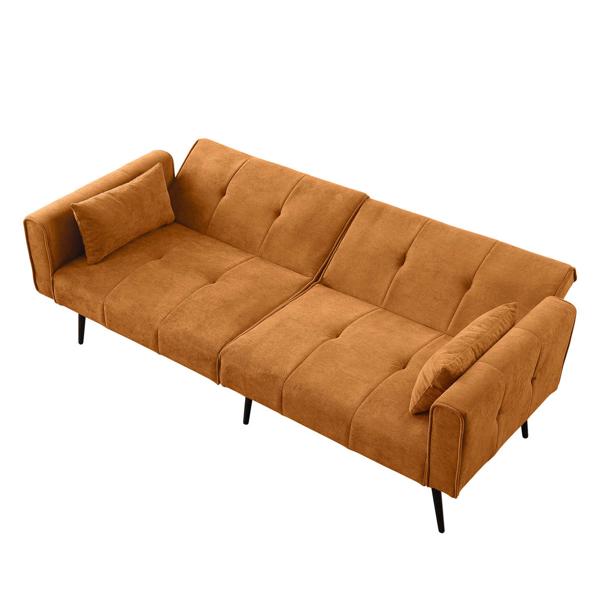 SCHLAFSOFA Cordstoff 3-Sitzer mit Armlehnen & Metallfüßen 175×71×71 cm - Orange, Holzwerkstoff/Textil (175/71/71cm) - Urban Meuble