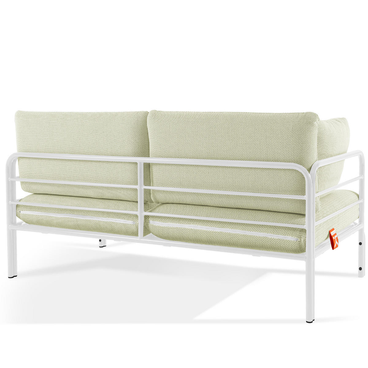 GARTENSOFA RAMBE 2-Personen mit Kissen, Weiß - Weiß/Hellgrün, Textil/Metall (150/80/80cm) - KONSIMO®