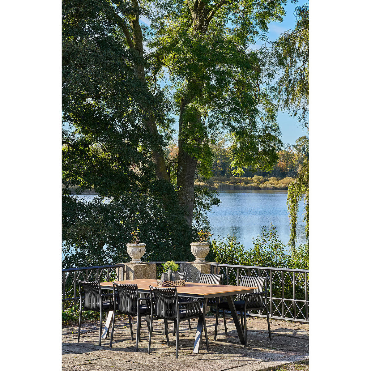 GARTENTISCH - Schwarz - Braun - Aluminium - Polypropylen - 100 x 74 x 220 cm - Schwarz/Braun, Holzwerkstoff/Metall (220/100/74cm) - home24