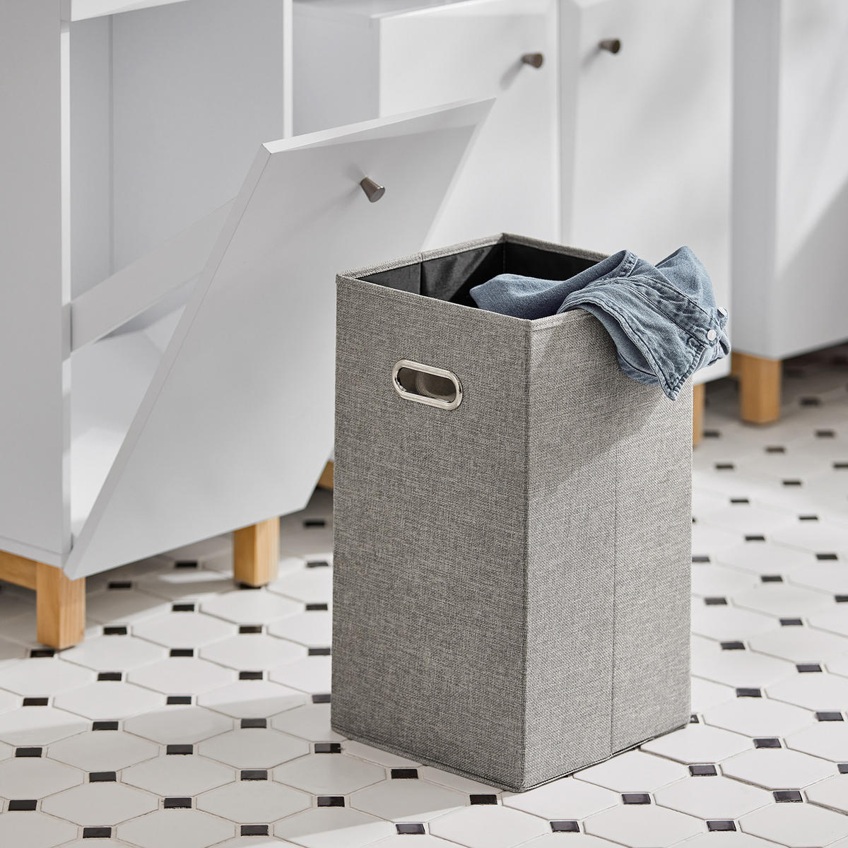 WÄSCHESCHRANK Weiß - Weiß, Holzwerkstoff (34/90/30cm) - SoBuy