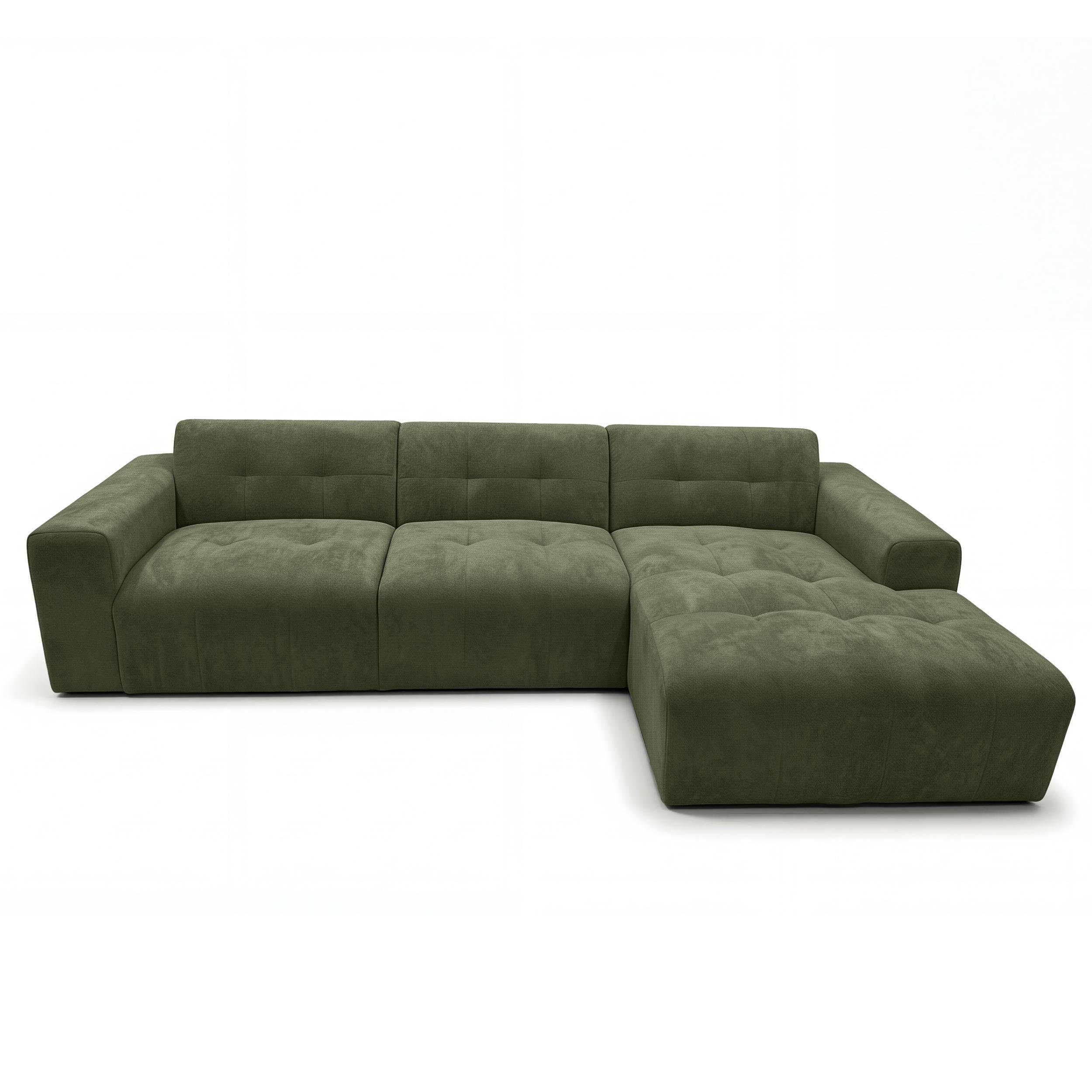ECKSOFA L Form Corlu Grün 310/165/78 cm – stilvolle kleine Eckcouch Rechts - Schwarz/Grün, Kunststoff/Textil (165/310cm) - AX Living