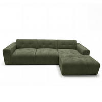 ECKSOFA L Form Corlu Grün 310/165/78 cm – stilvolle kleine Eckcouch Rechts - Schwarz/Grün, Kunststoff/Textil (165/310cm) - AX Living