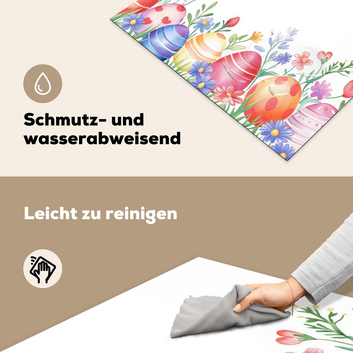 HERDABDECKPLATTE Blumengarten - Bunt - Eier Induktionsmatte 77x59 cm - Weiß, Kunststoff (77/59/0.2cm) - MuchoWow