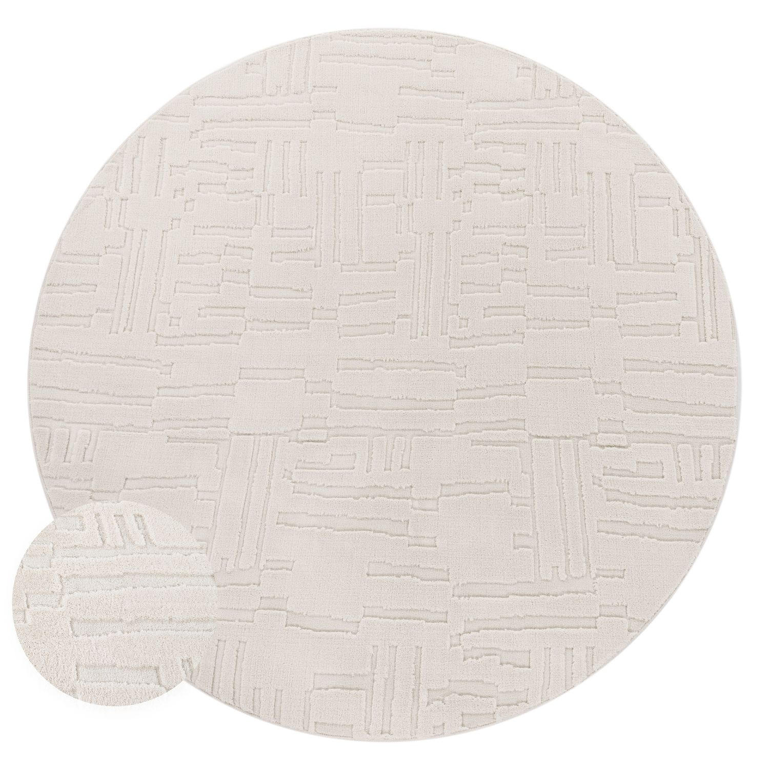 HOCHFLORTEPPICH Boho Creme Ø 160 cm - Creme, Kunststoff (160/160cm) - TT Home
