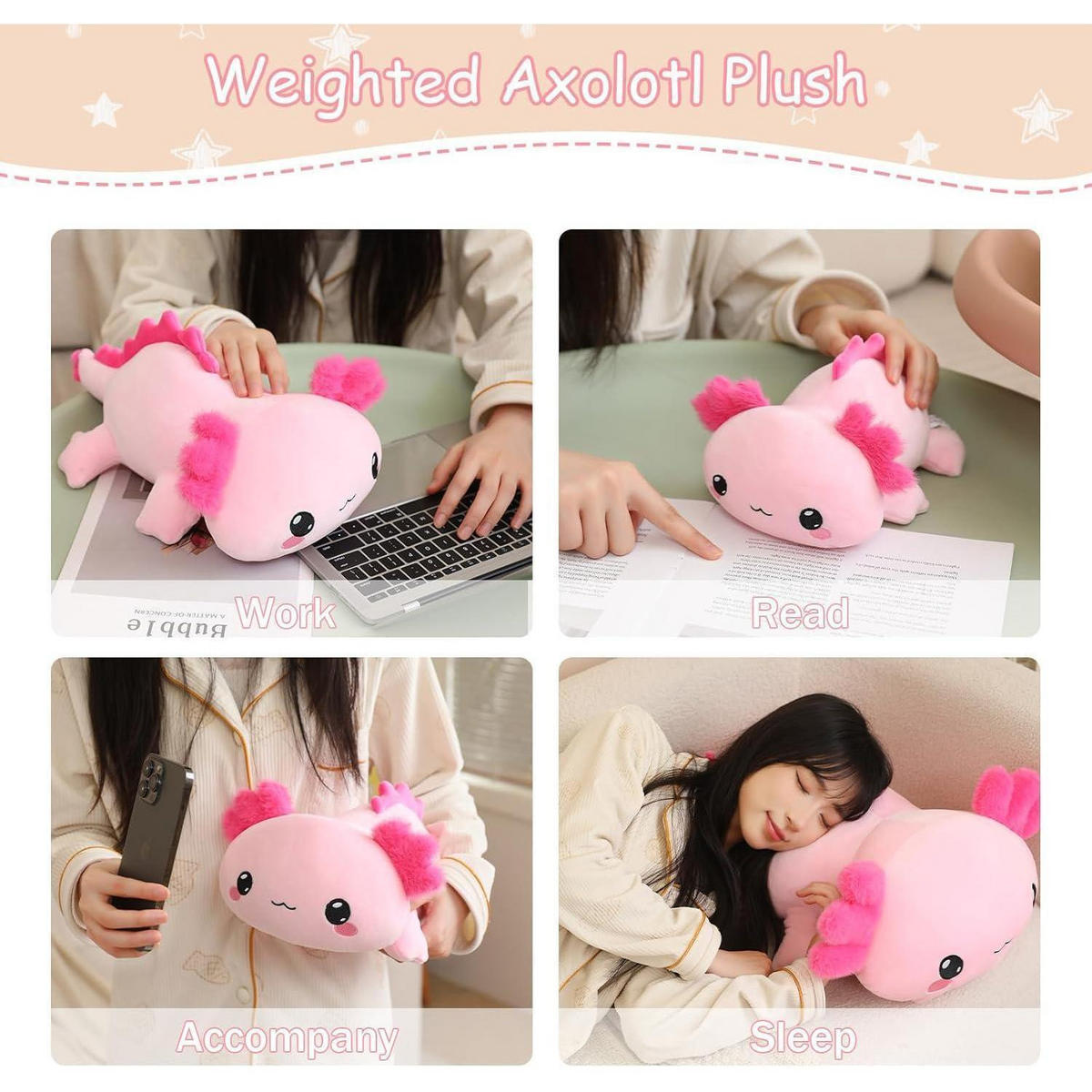 PLÜSCHTIER Axolotl 35 cm - Rosa, Textil (12.7/20.3cm)