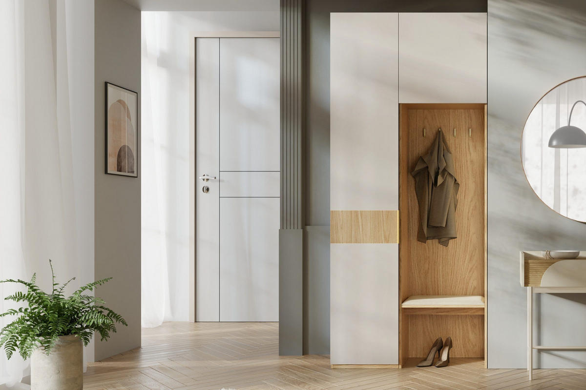GARDEROBE SUN 58/45/237 cm in Frühlingseiche/Macadamia - Eichefarben, Holzwerkstoff (58/237/45cm) - Deine Möbel 24