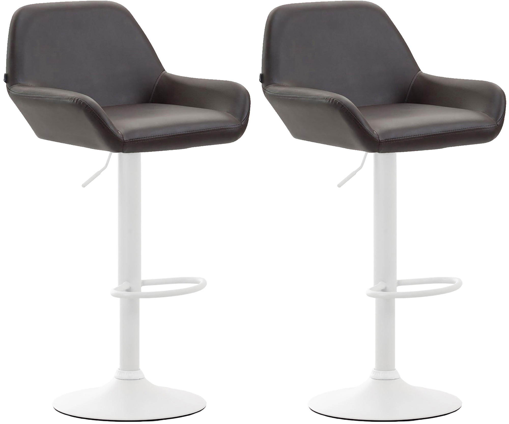 BARHOCKER 2er Set Lederlook braun - Braun/Weiß, Textil/Metall (51/89/52cm) - CLP