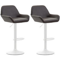 BARHOCKER 2er Set Lederlook braun - Braun/Weiß, Textil/Metall (51/89/52cm) - CLP