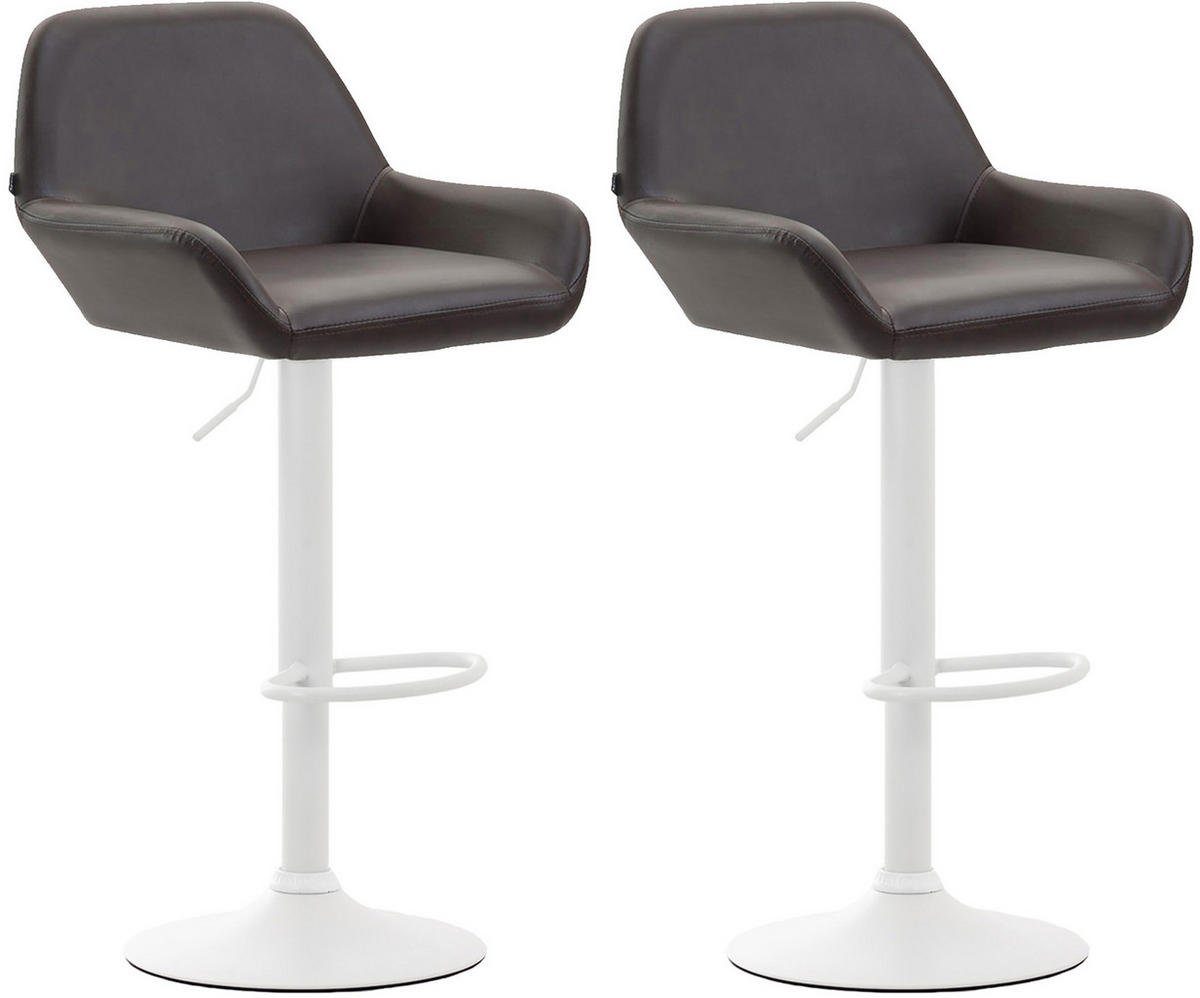 BARHOCKER 2er Set Lederlook braun - Braun/Weiß, Textil/Metall (51/89/52cm) - CLP