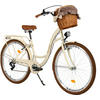 CITY-FAHRRAD Milord mit Weidenkorb, 28 Zoll, Braun-Creme, 7-Gang - Creme/Braun, Metall (46cm) - Milordbikes