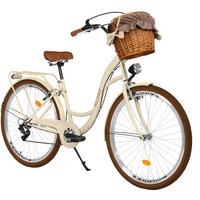 CITY-FAHRRAD Milord mit Weidenkorb, 28 Zoll, Braun-Creme, 7-Gang - Creme/Braun, Metall (46cm) - Milordbikes