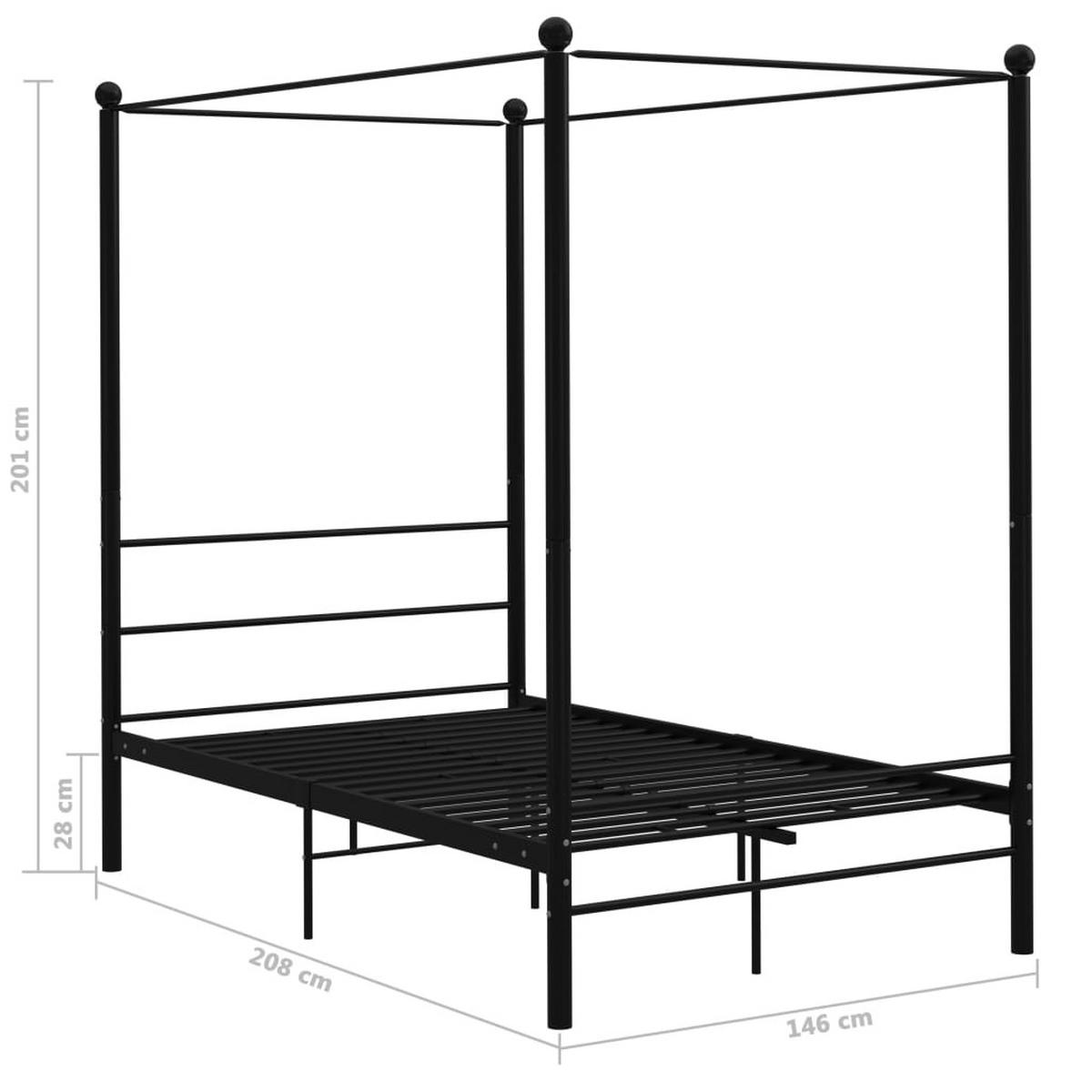 HIMMELBETT Schwarz Metall 140/200 Cm - Schwarz, Holz (140/200cm) - vidaXL