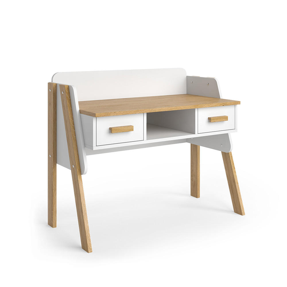SCHREIBTISCH Malia Weiß/Eiche 97 x 51 cm - Eichefarben/Weiß, Holzwerkstoff (51/97/80cm) - VitaliSpa