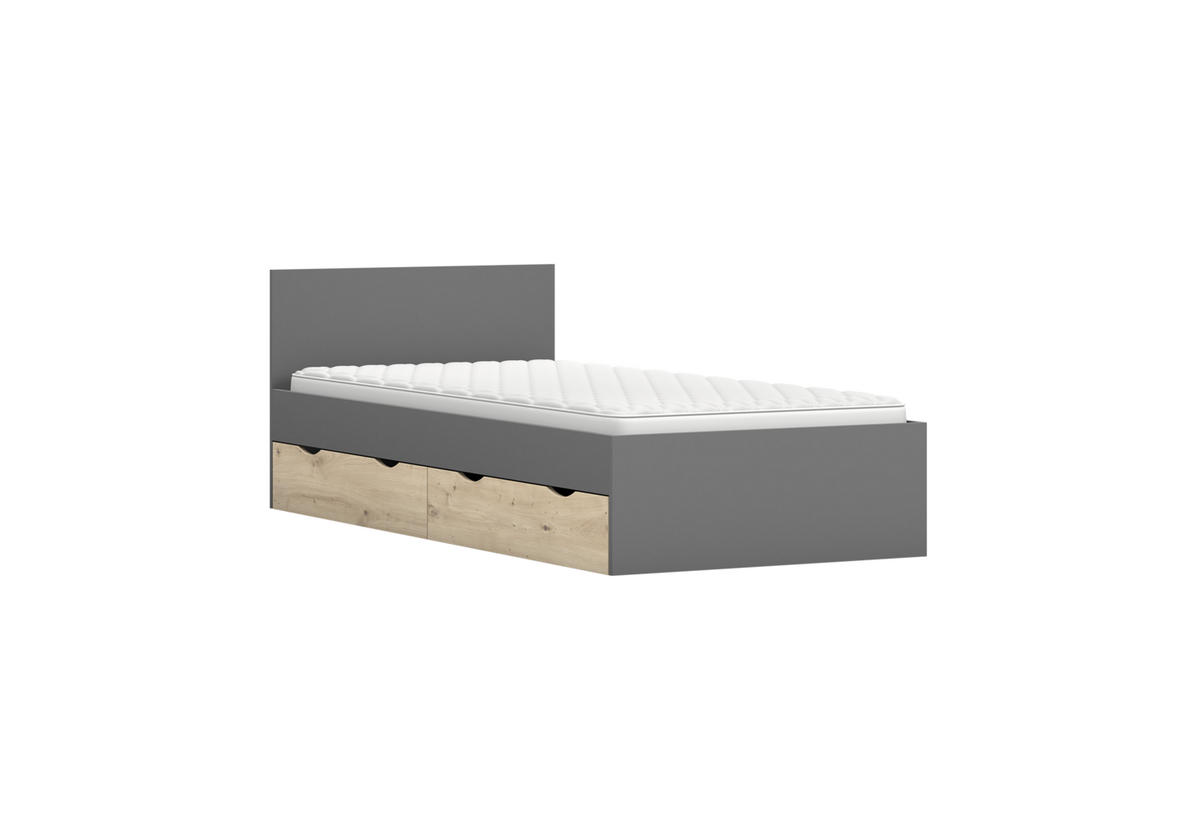 JUGENDZIMMER Zamiro in Grau mit Artisan Eiche 4 teilig - Kinderzimmer Komplettset - Grau, Holzwerkstoff (80/200/120cm)