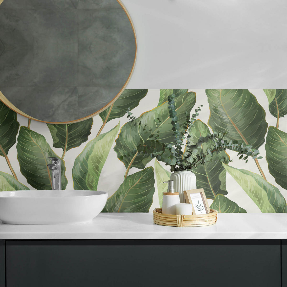 WANDPANEEL 100x50 cm selbstklebend Tropica - Smaragdgrün, Kunststoff (50/1.6/100cm) - Wallfluent