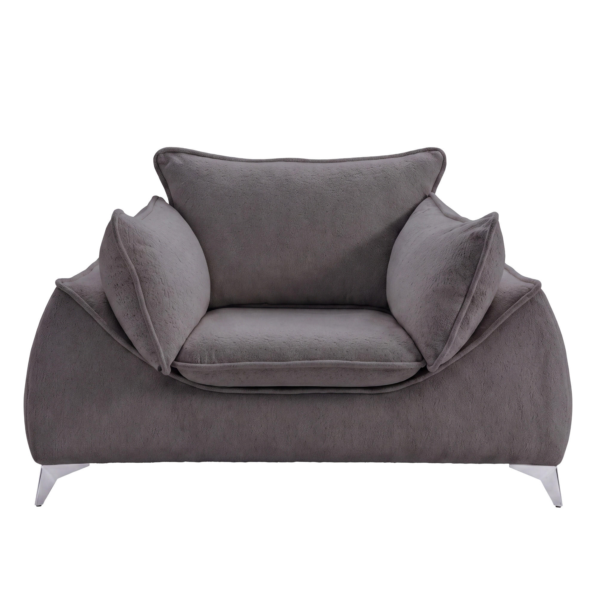 SESSEL MELANI Velours Anthrazit - Chromfarben/Anthrazit, Holz/Textil (140/90/85cm) - Muffo