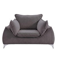 SESSEL MELANI Velours Anthrazit - Chromfarben/Anthrazit, Holz/Textil (140/90/85cm) - Muffo