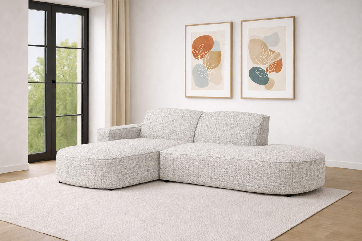 ECKSOFA Cursal Atelier, Stoff Artico, Nata, Links - Beige, Holz (269/166cm) - Kaiser Möbel