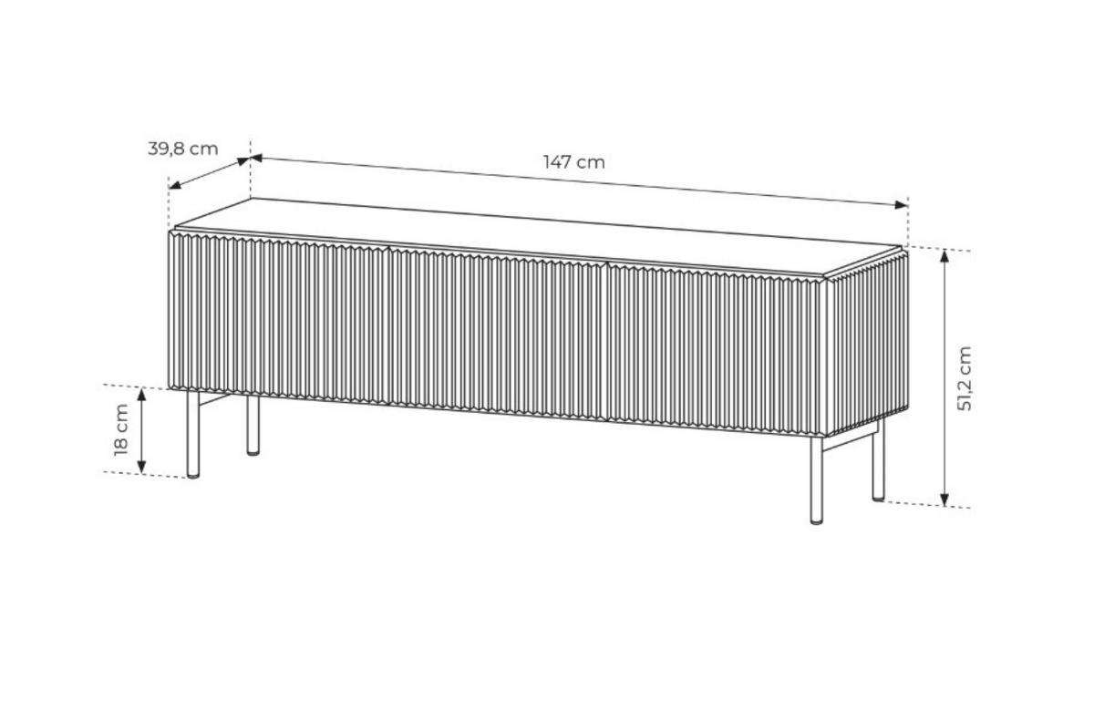 RTV-SCHRANK Tutti Kaschmir, TV-Tisch - Kaschmir, Holzwerkstoff/Metall (147/51/40cm) - Bettso