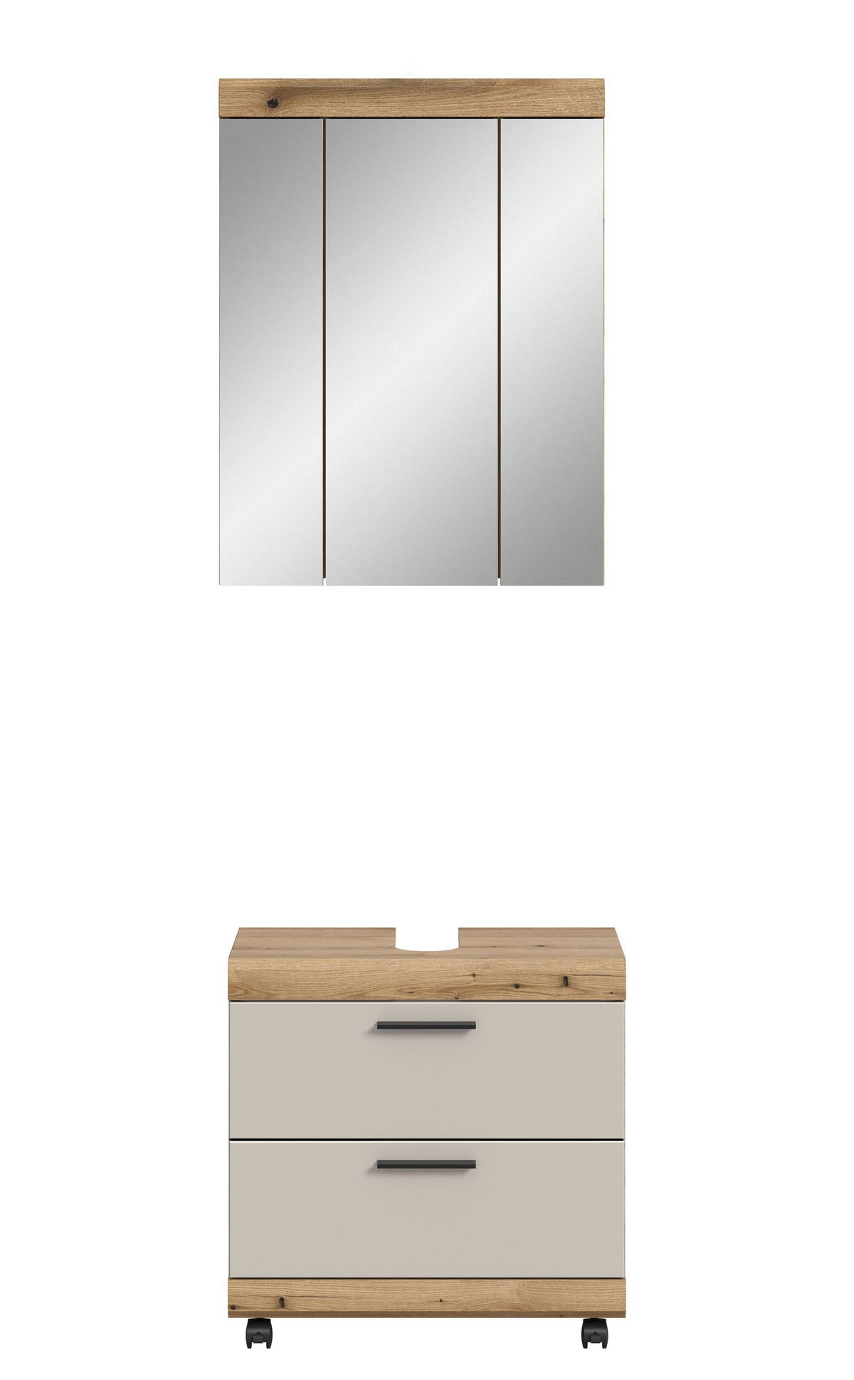 BADEZIMMER auf Rollen Vento 3-tlg. (B/H/T: ca. 60/191/34 cm) in Evoke Oak /- - Eichefarben, Holzwerkstoff (60/191/34cm)