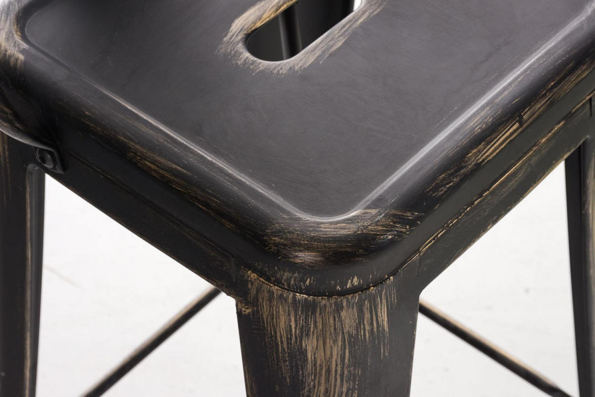 BARHOCKER Metall schwarz-gold - Eukalyptusholzfarben/Goldfarben, Metall (44/115/52cm) - CLP