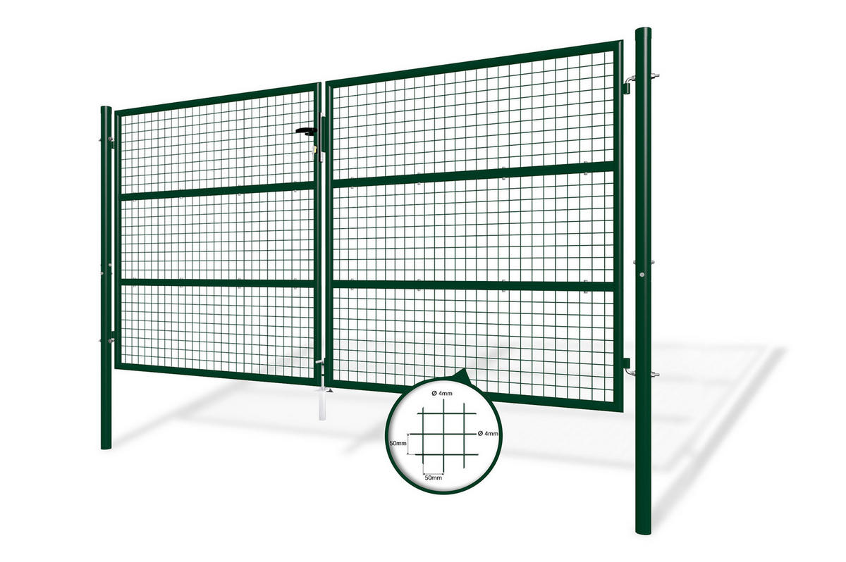 ZAUNTOR Olga Grün 3m H.150cm + TÜRCHEN 1m H.150cm - Grün, Metall (306/156cm) - Casanoov