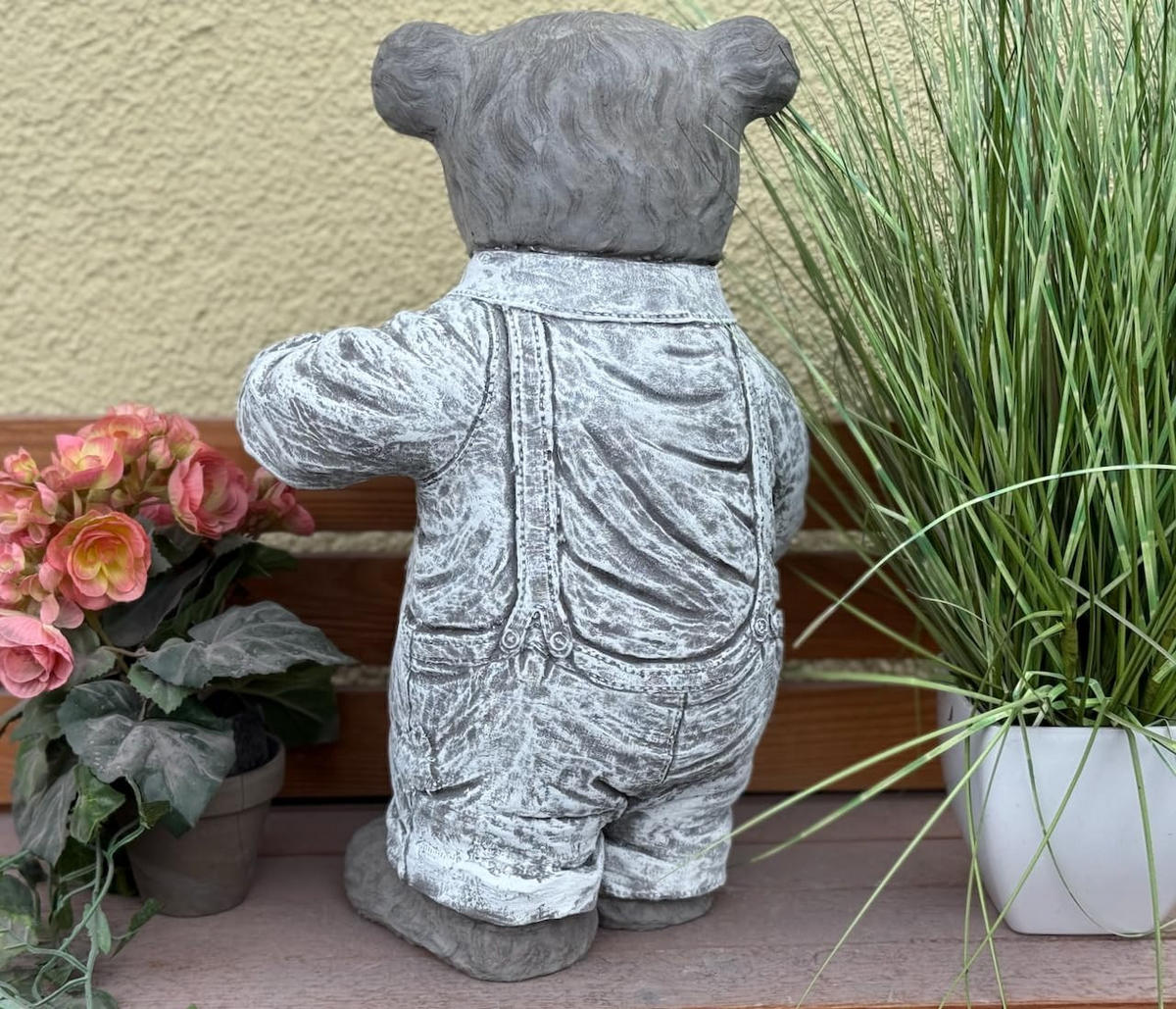 STEINFIGUR Teddy Leopold, frostfest, XL Format - Grau, Stein (29/45/27cm) - stoneandstyle