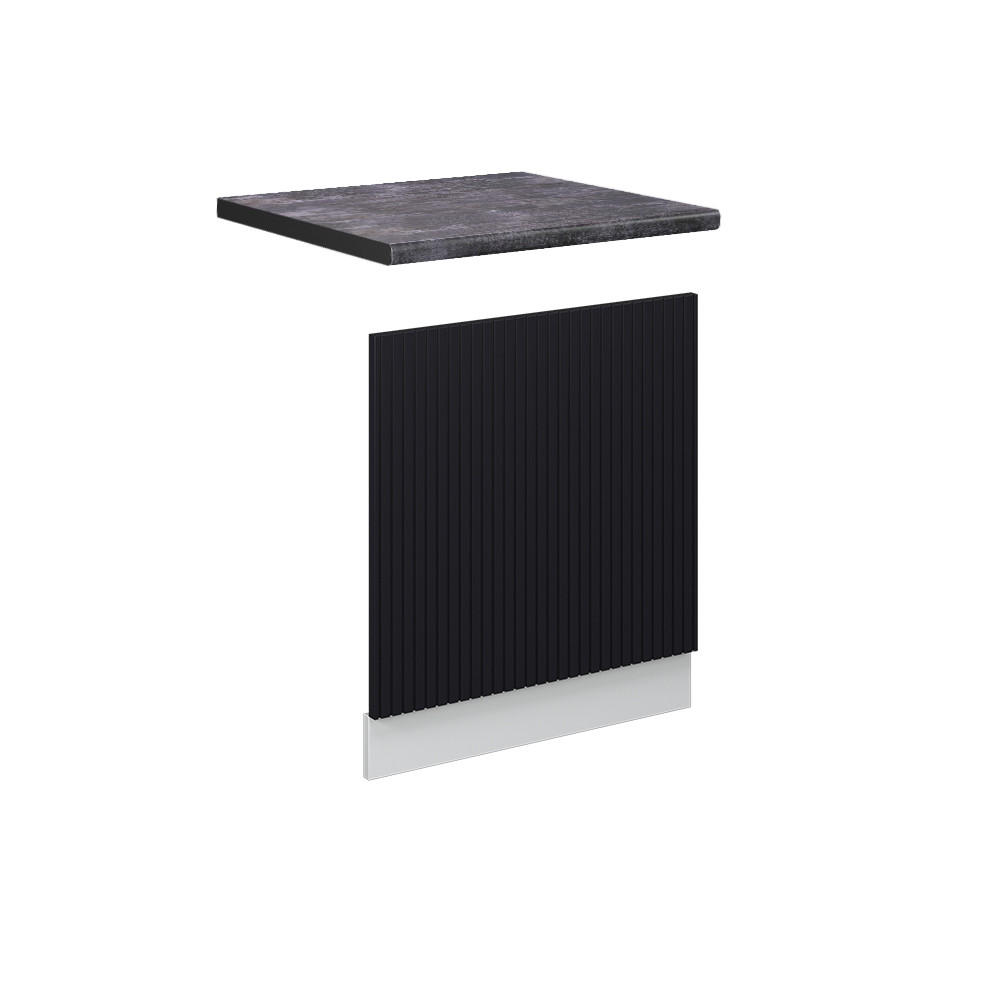 FRONTBLENDE Fame-Line, Schwarz gestreift, 60 cm, AP Anthrazit - Schwarz/Weiß, Holzwerkstoff (60/67.4/1.6cm) - Vicco