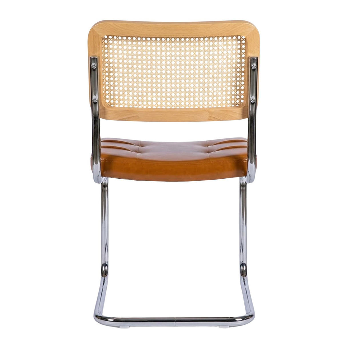 JÍDELNÍ ŽIDLE sada 4 ks hnědé z umělé kůže, ratanu a chromu - hnědá, kůže (53/84.6/46.4cm) - Urban Meuble