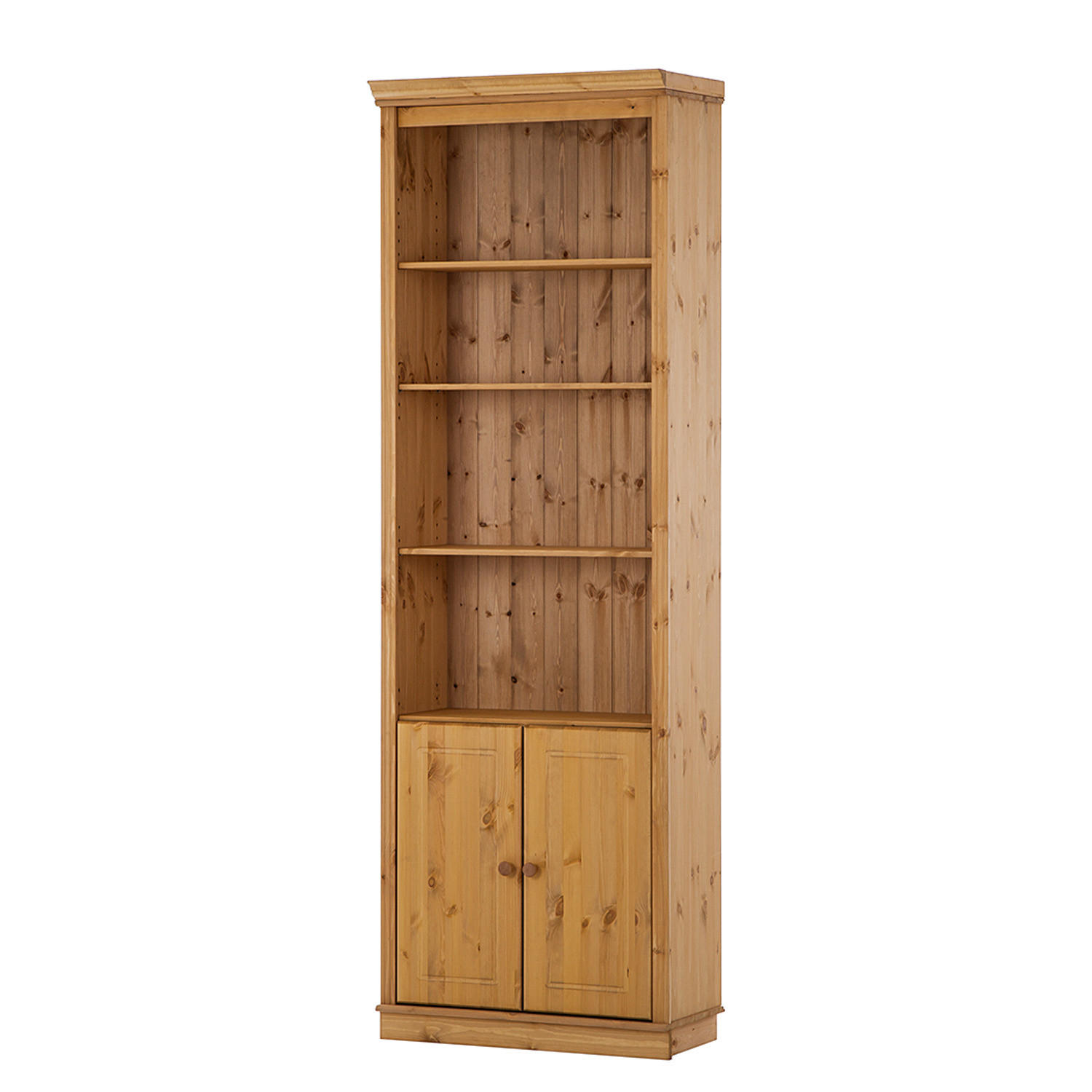 REGAL mit Türen - Kiefer massiv - Kieferfarben, Holz (74/223/37cm) - home24