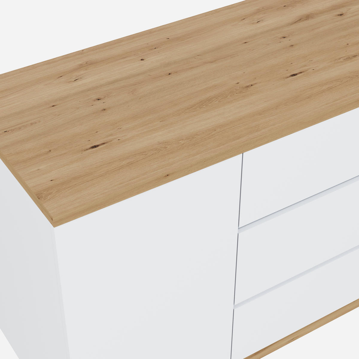 SCHREIBTISCH Rollen drehbar 4cm Tischplatte Weiß Eiche multifunktional - Weiß, Holzwerkstoff (120/50/76.5cm) - FLIEKS
