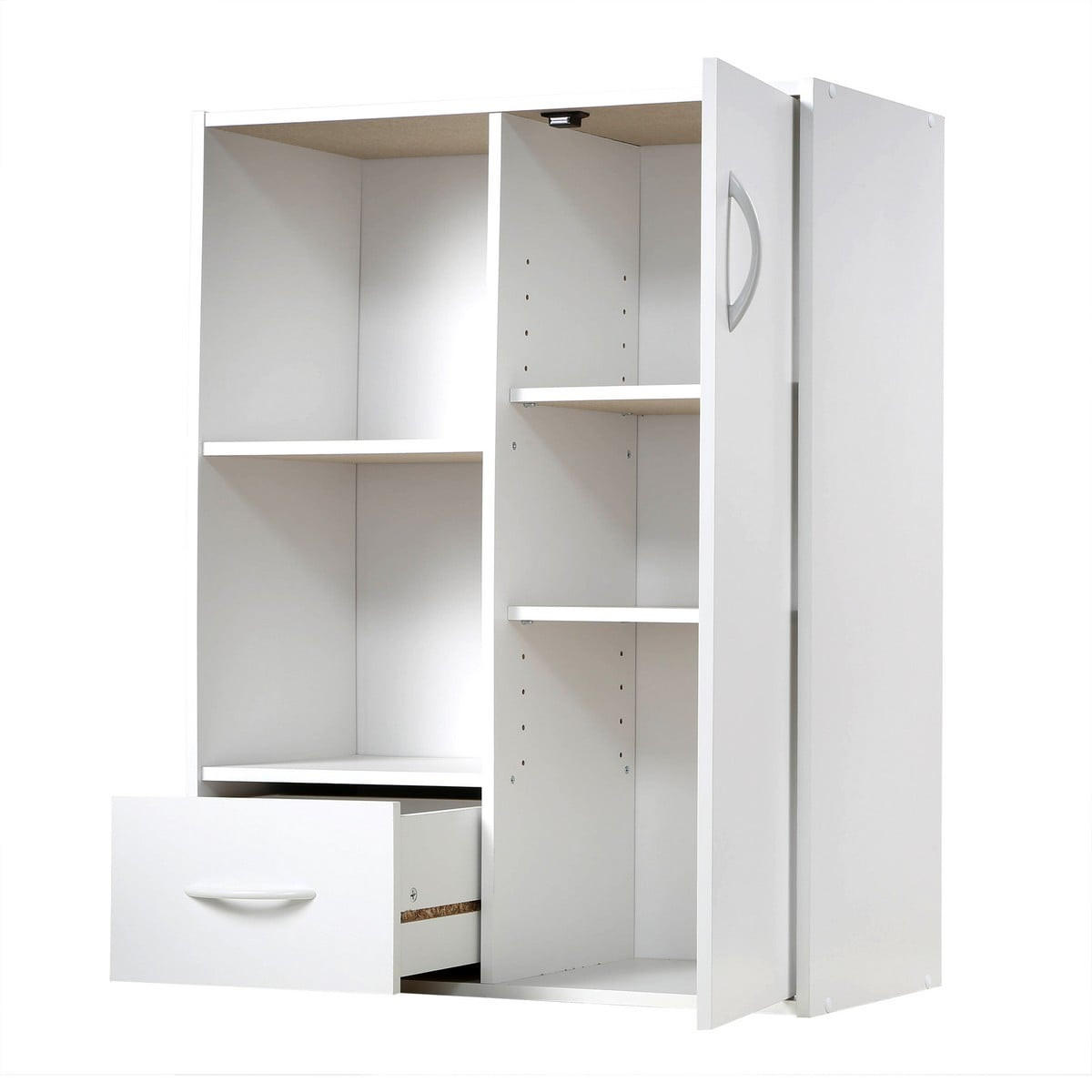 SCHRANK mit 2 Fächern, 1 Schublade und 1 Tür - Weiß, Holzwerkstoff (29.5/80/11cm) - Calicosy