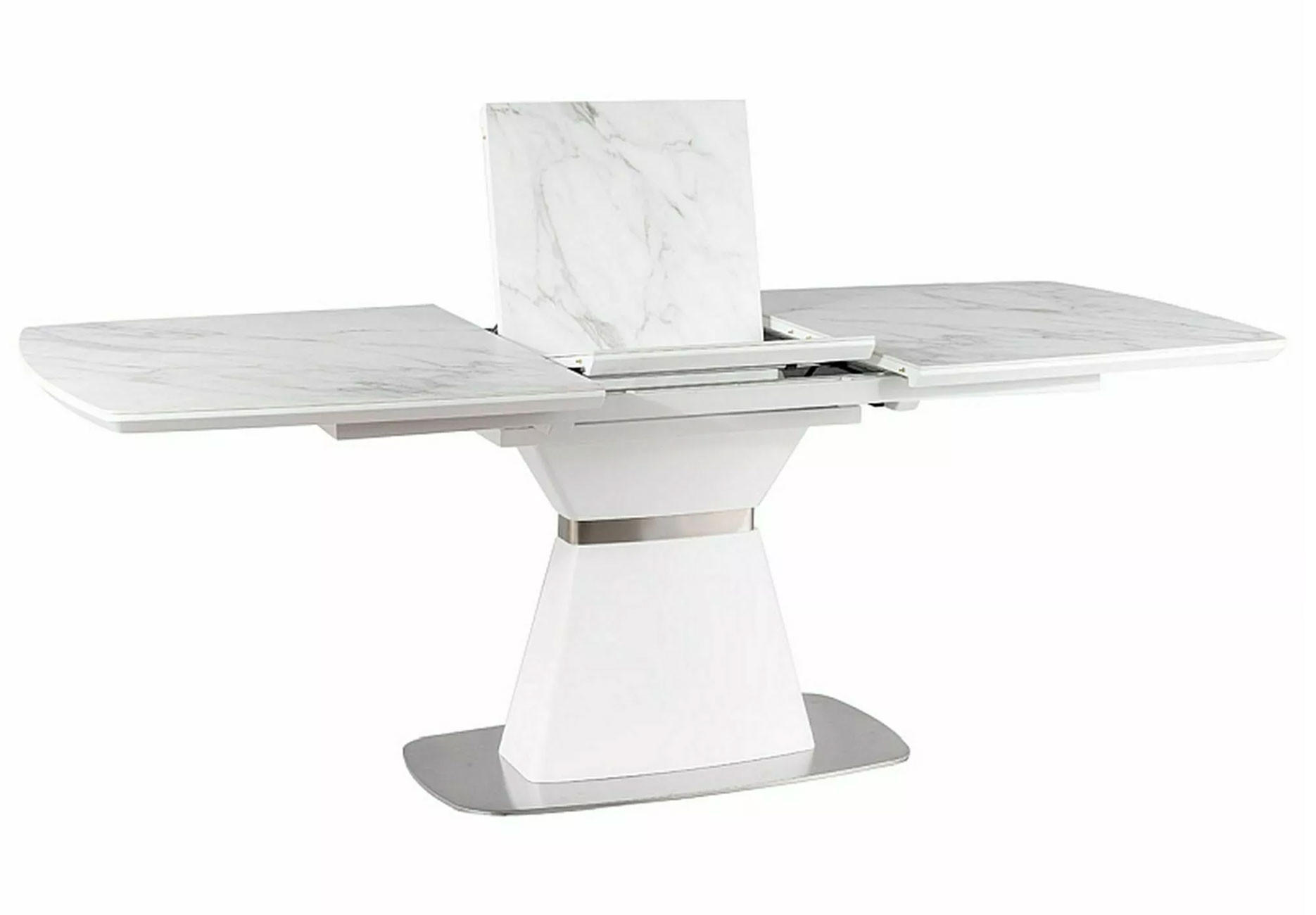 ESSTISCH Saturn Weiß / Weiß Marmor 160-210 / 90 / 76cm - Weiß, Holz/Metall (90/210/76cm) - Feldmann-Wohnen