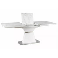 ESSTISCH Saturn Weiß / Weiß Marmor 160-210 / 90 / 76cm - Weiß, Holz/Metall (90/210/76cm) - Feldmann-Wohnen