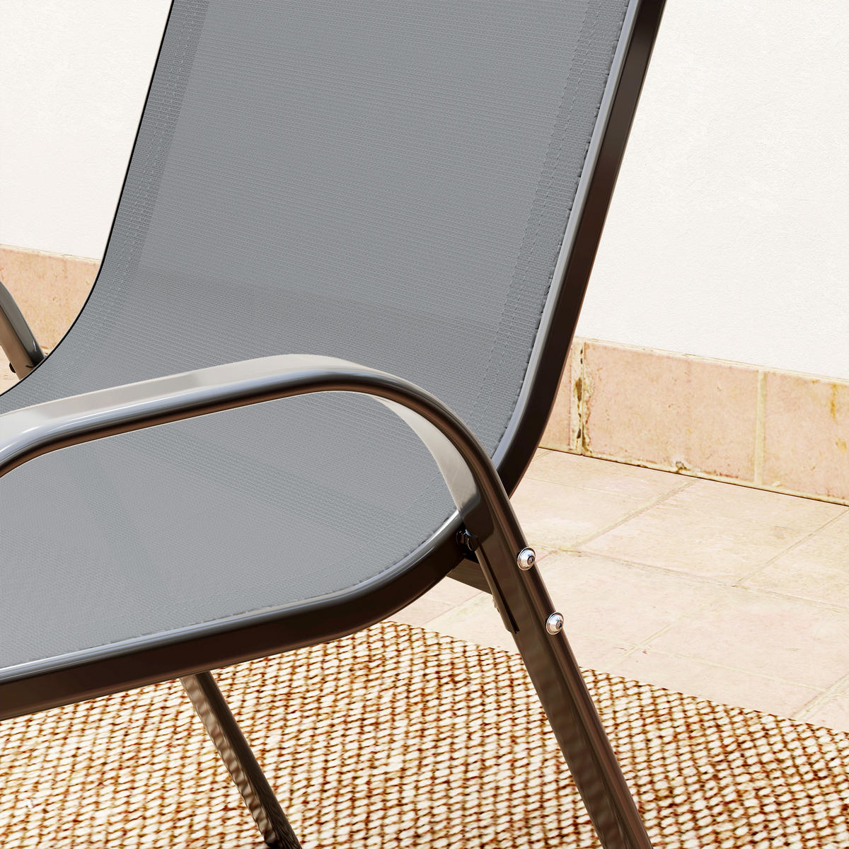 BALKONSET 3 TLG. wetterfest stapelbar Dunkelgrau - Dunkelgrau, Textil/Metall - Outsunny