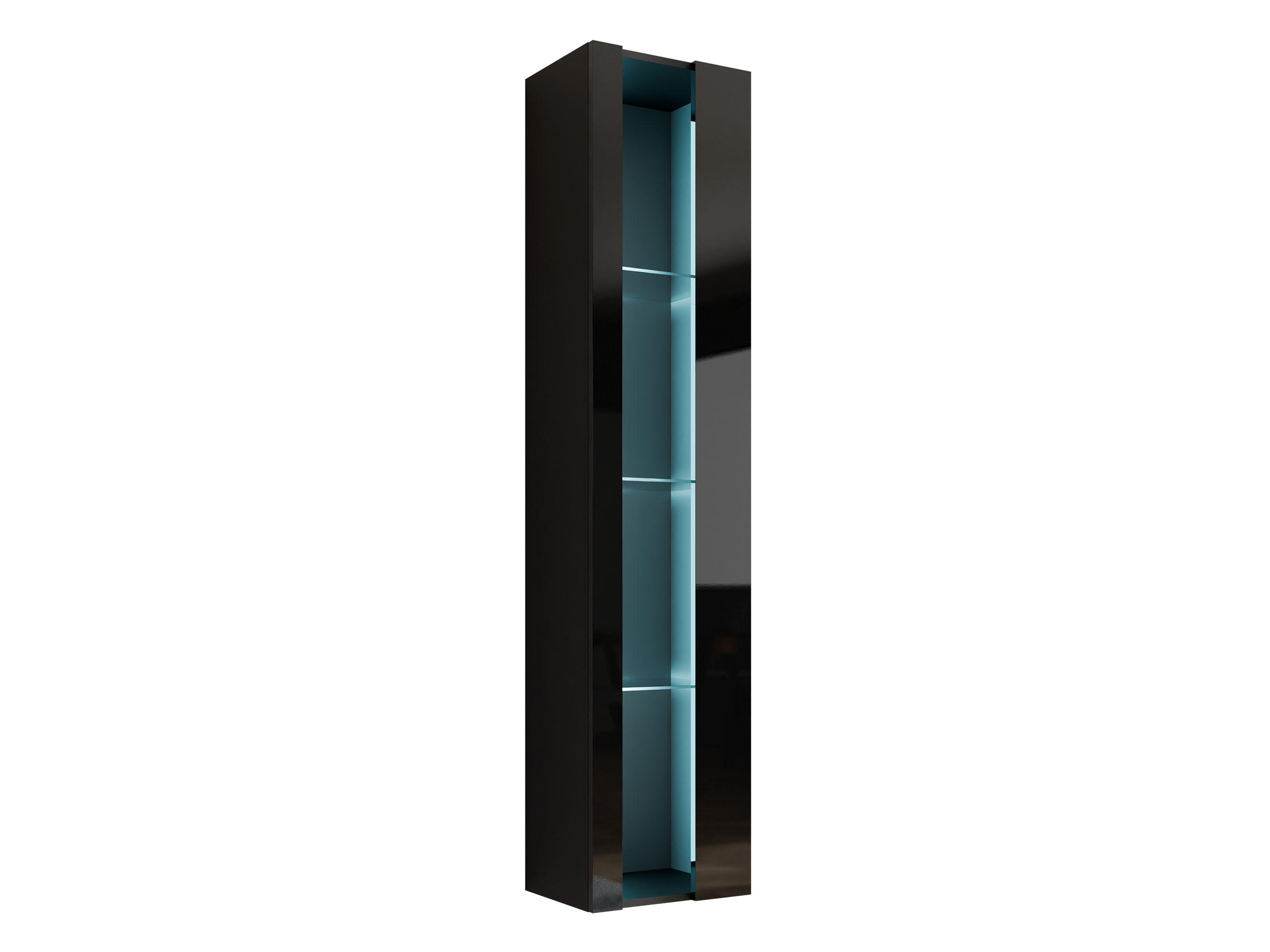 HÄNGEVITRINE 180 Vigo New - Schwarz Hochglanz/Schwarz, Holzwerkstoff (40/180/30cm) - MIRJAN24