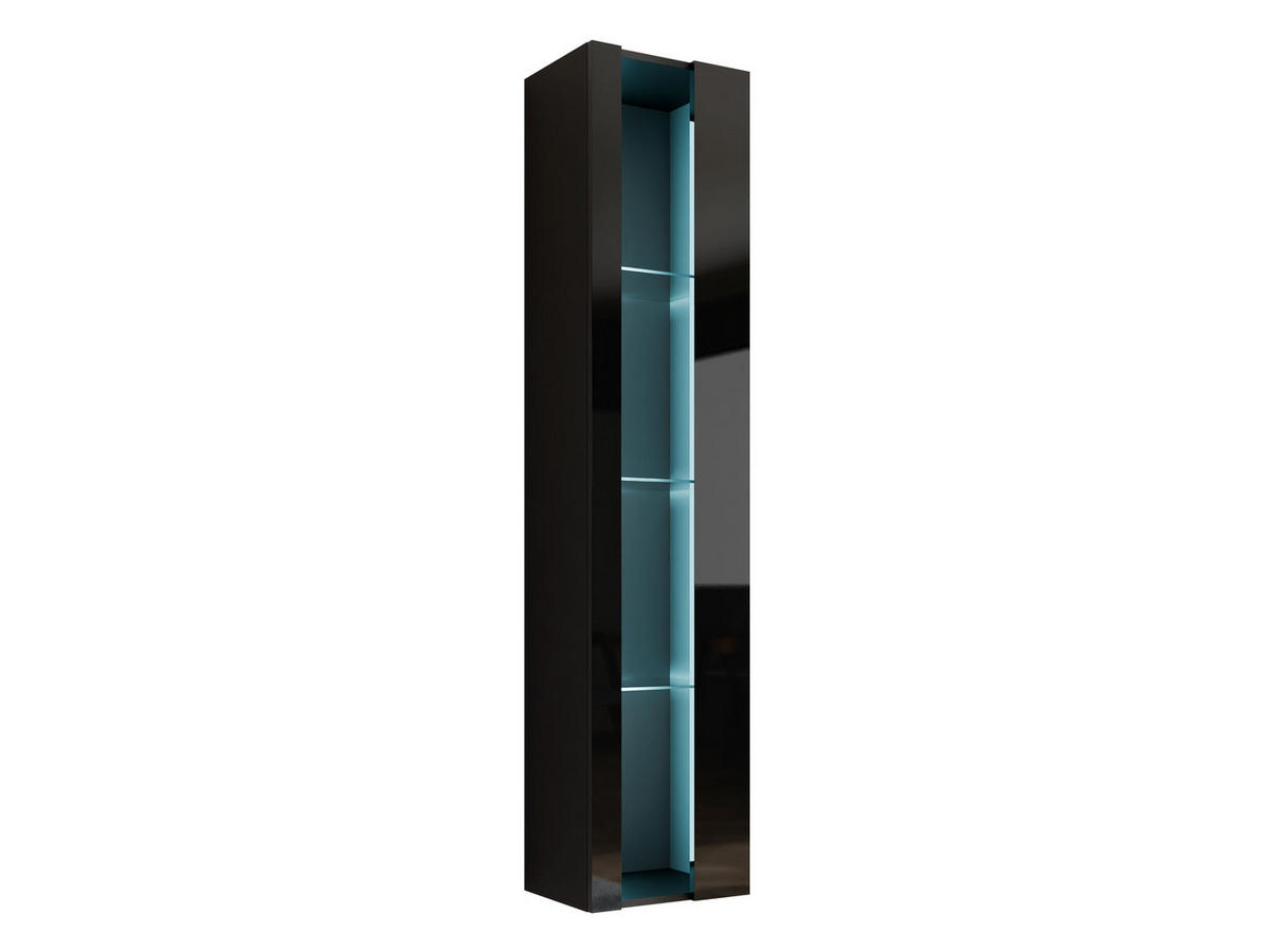 HÄNGEVITRINE 180 Vigo New - Schwarz Hochglanz/Schwarz, Holzwerkstoff (40/180/30cm) - MIRJAN24
