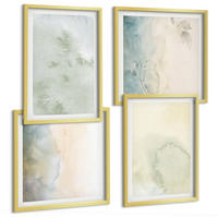 BILDER SET 4er Set - 50x50 cm & 40x60 cm Goldrahmen - Pastellfarbene Aquarell-Leinwandtextur - Goldfarben, Kunststoff (50/50cm) - TULUP