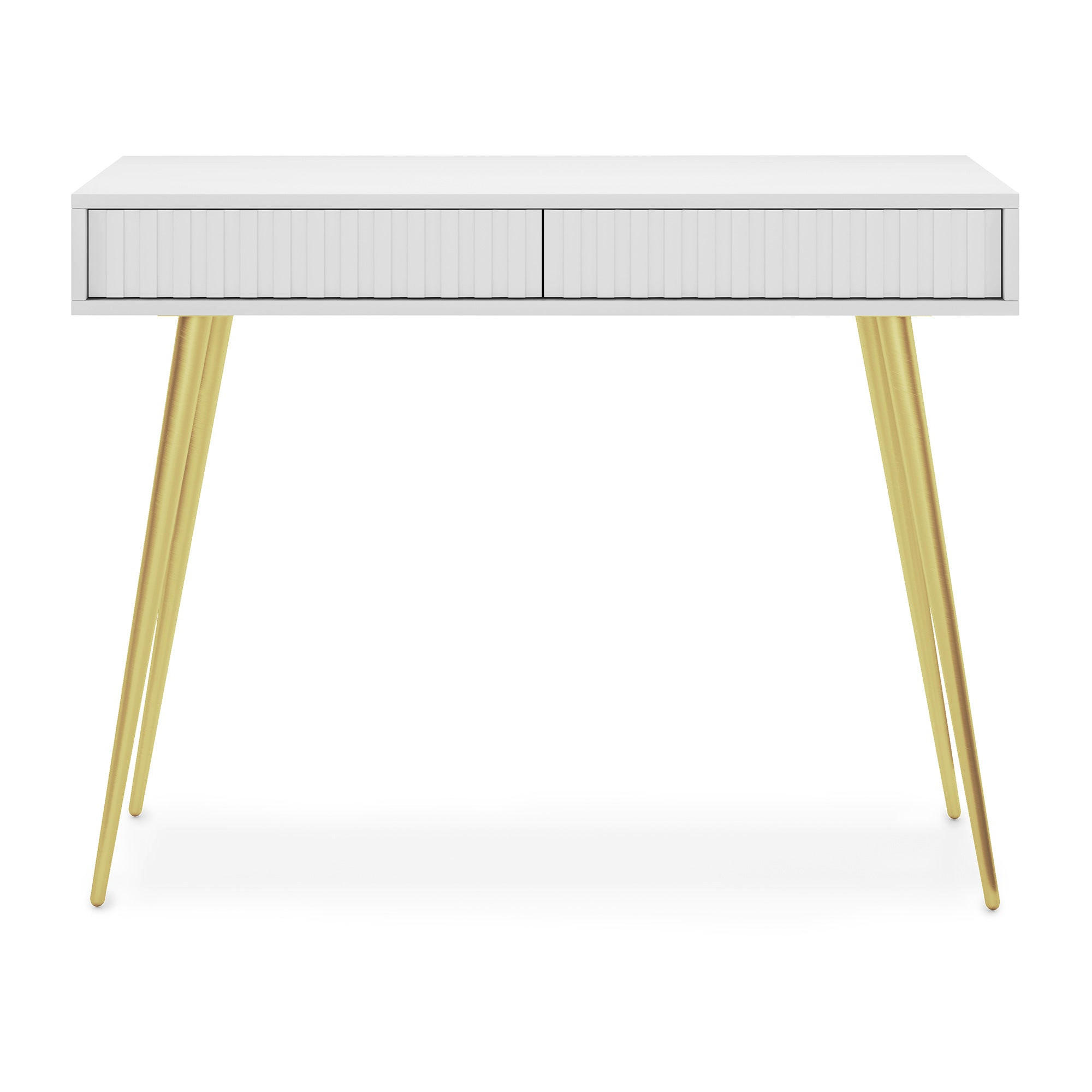 KONSOLE Bello Weiß mit goldenen Metallfüßen 104 cm - Goldfarben/Weiß, Holzwerkstoff/Metall (38/104/80cm) - Selsey