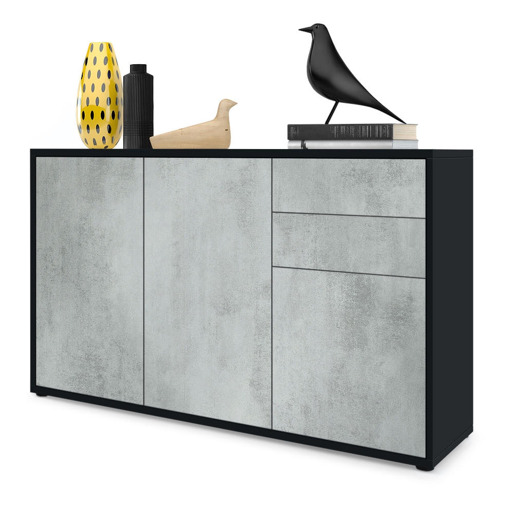 KOMMODE Ben Front in Beton Oxid Optik - Hellgrau, Holzwerkstoff (117/74/36cm) - Vladon