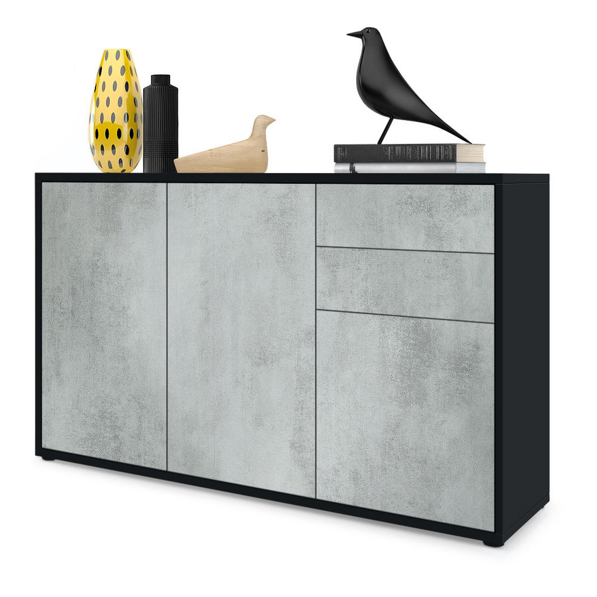 KOMMODE Ben Front in Beton Oxid Optik - Hellgrau, Holzwerkstoff (117/74/36cm) - Vladon