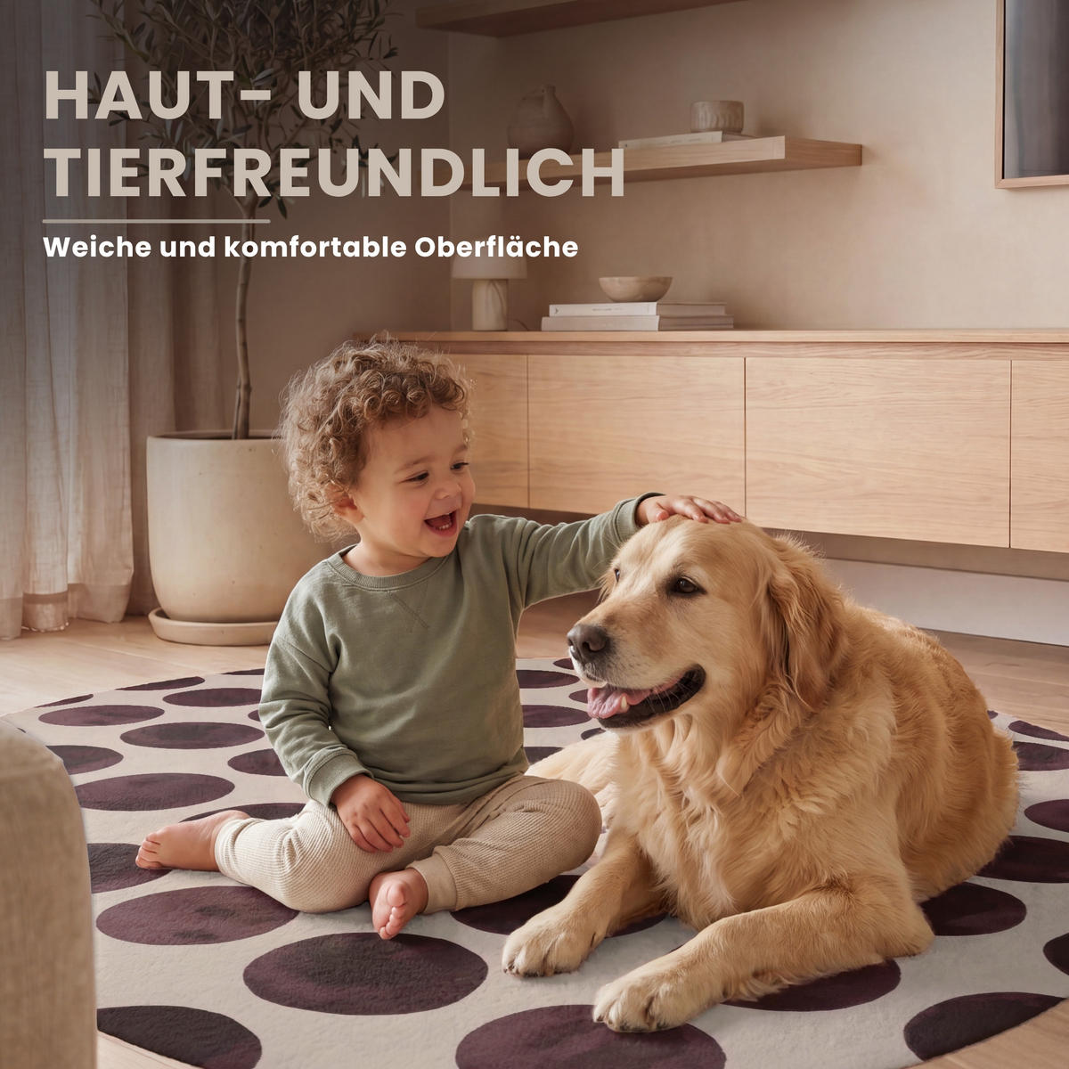 TEPPICH - Polka dots - Muster - Braun - 120x120 cm - Dunkelbraun, Kunststoff/Textil (120/0.4cm) - OnlyWow