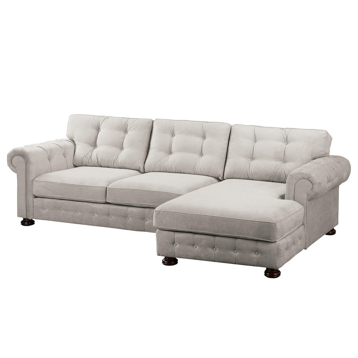 ECKSOFA mit Longchair - Microfaser - Grau, Textil (302/166cm) - home24