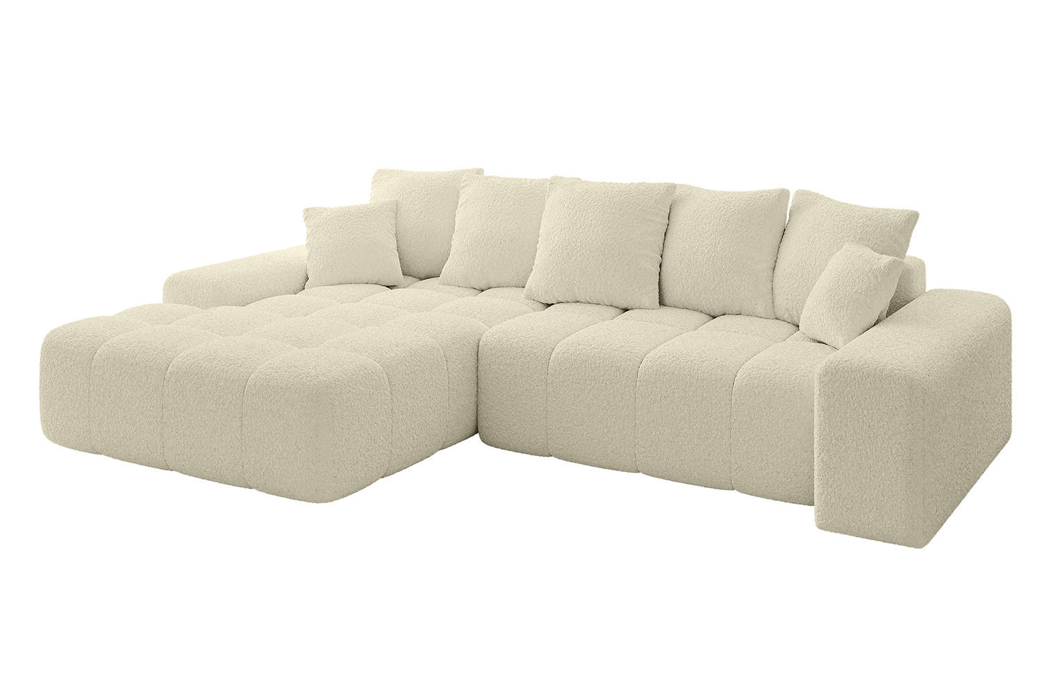 ALTDECOR ROHOVÁ SEDACÍ SOUPRAVA s otomanem vlevo ENSI-L – 267 × 164 × 69 cm, krémová
