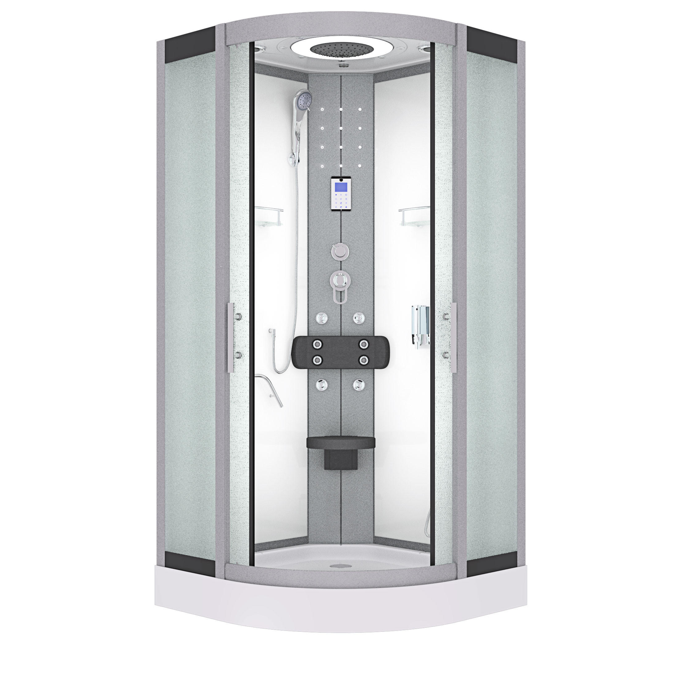 FERTIGDUSCHE Dusche D58-00M0-EC Weiß 80x80 - Weiß, Glas/Kunststoff (80/80/215cm) - AcquaVapore by Sandra Jentho