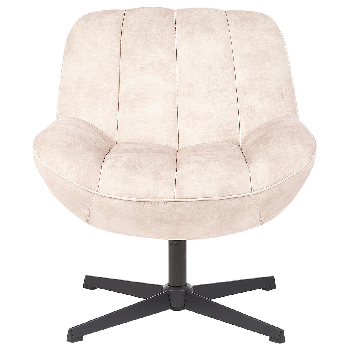 STUHL mit Fußhocker Beige Lia - Beige/Schwarz, Textil (71/79/80cm) - Beliani
