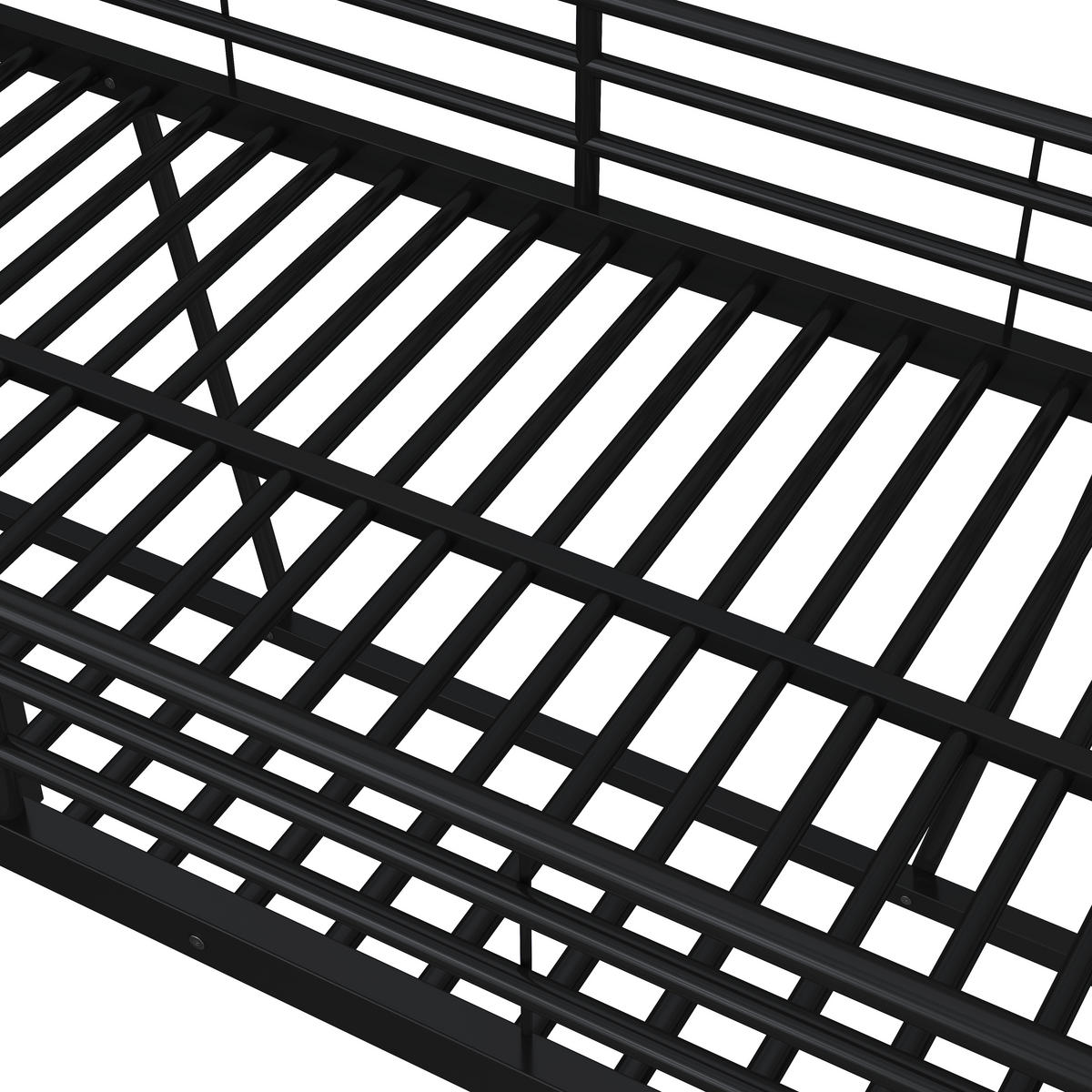 HOCHBETT 90/200 cm in Schwarz mit Doppelleiter und Schutzgeländern aus Metall - Schwarz, Metall (90/200cm) - STILVORA