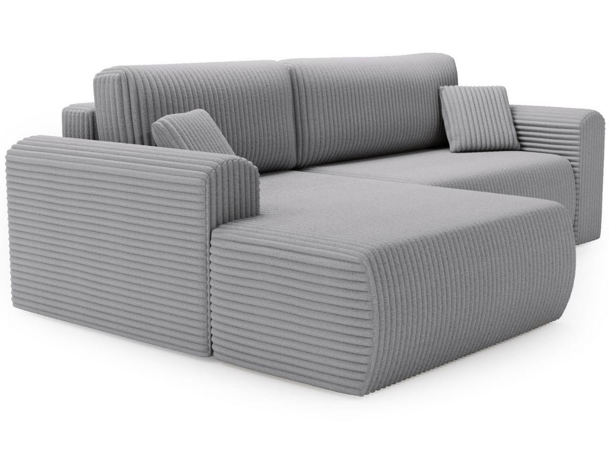ECKSOFA Belvio Hellgrau Links - Hellgrau/Schwarz, Holz/Textil (257/177cm) - Graingold