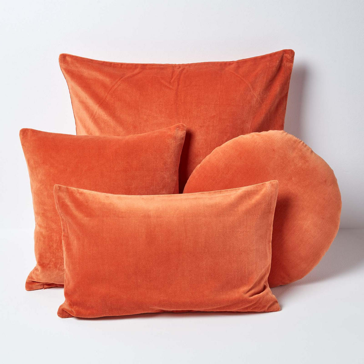 DEKOKISSEN rund orange, Baumwollsamt?40 cm - Orange, Textil (40/40cm) - Homescapes
