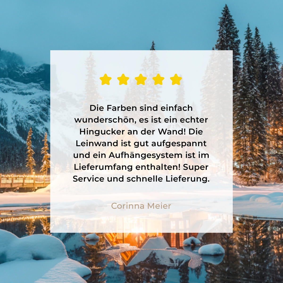 LEINWANDBILD Winterlandschaft - Natur - Haus - Berge - Schnee Wandbilder 80x60 cm - Hellblau, Textil (80/60cm) - MuchoWow